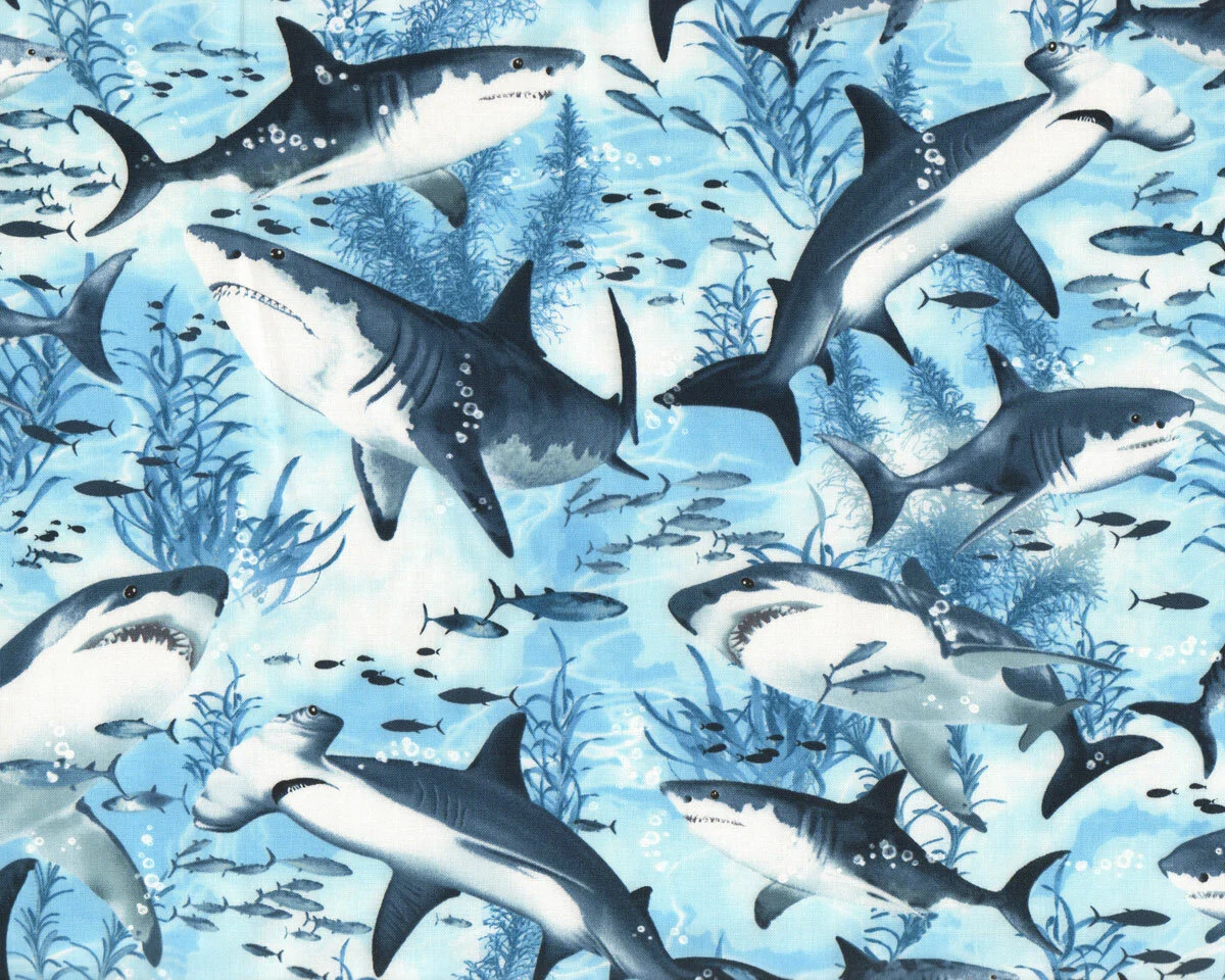 Patchworkstoff AQUARIUM, Haie,Timeless Treasures