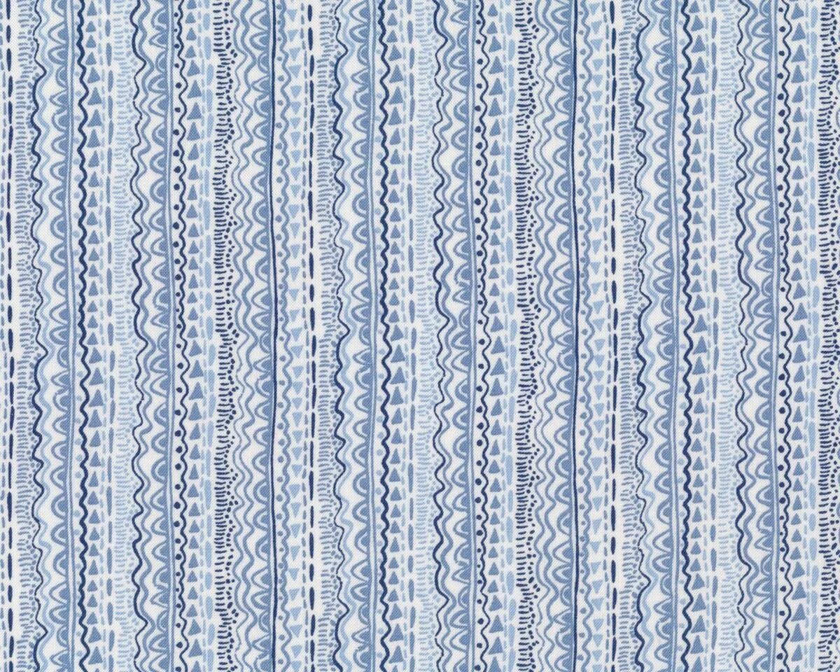 Patchworkstoff ARIA, Muster-Streifen, weiß-taubenblau, Moda Fabrics