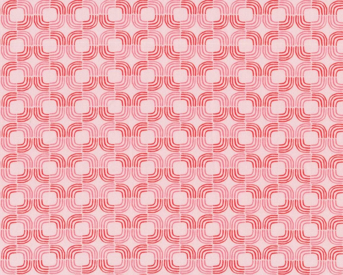 Patchworkstoff ARIA, runde Viereck-Ringe, helles rosa-rot, Moda Fabrics