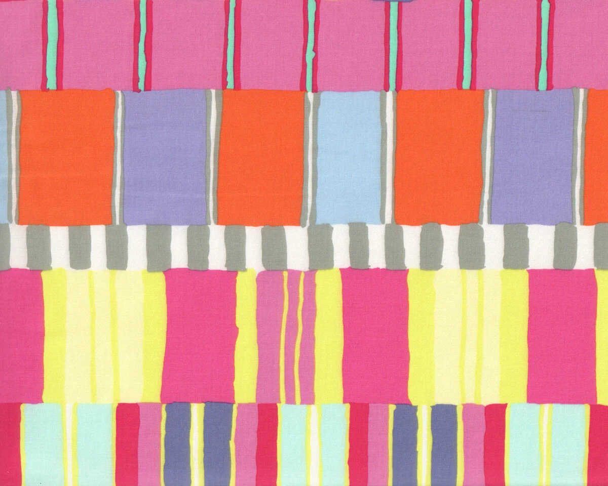 Patchworkstoff ARTISAN, Blockstreifen-Muster, rosa-limette