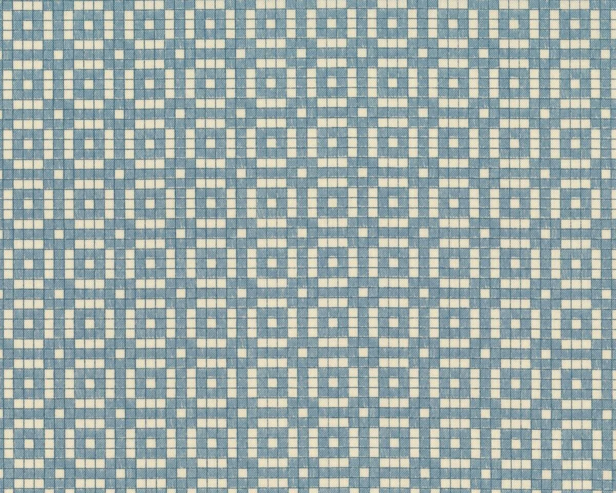 Patchworkstoff AUBADE SONG TO THE DAWN, Kästchen-Blumen, natur hell-helles taubenblau, Moda Fabrics