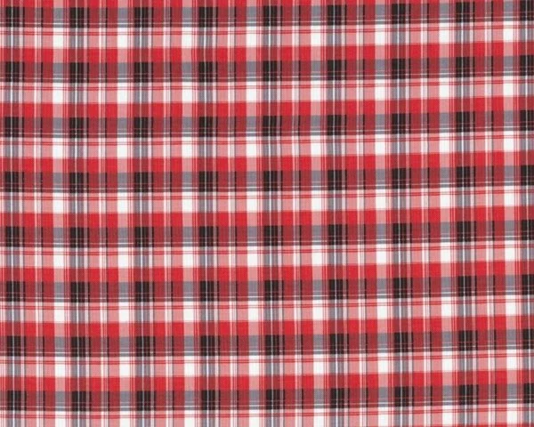 Patchworkstoff "Barn Yard Babies" mit Karo-Streifen, rot-schwarz