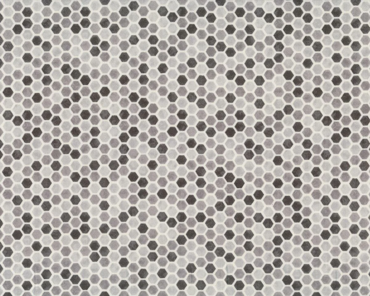 Patchworkstoff BEE CREATIVE, Waben, hellgrau-anthrazit, Moda Fabrics