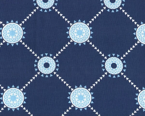 Patchworkstoff "Beechwood Park", Zacken-Rauten mit Retro-Kreisen, dunkelblau-hellblau