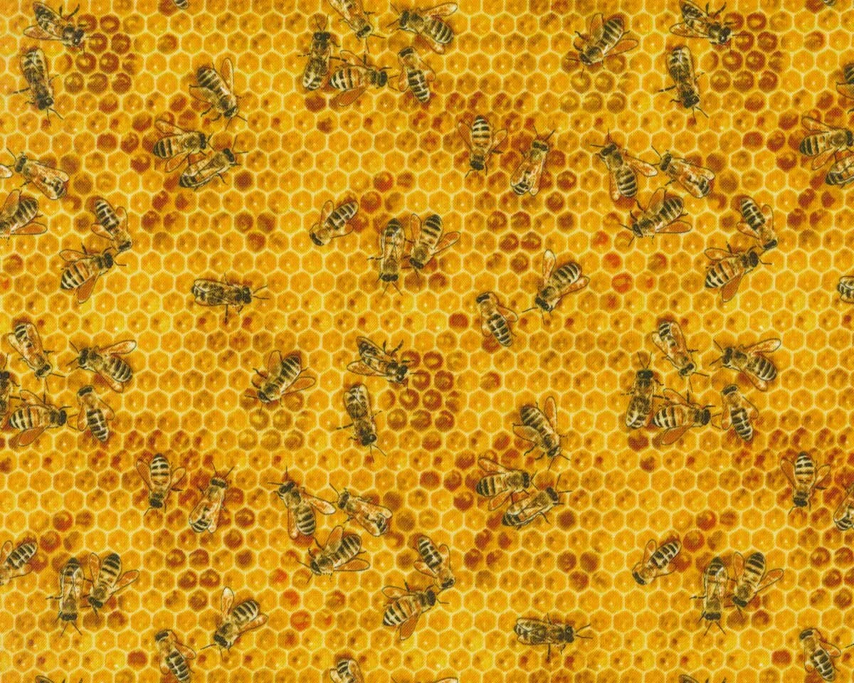 Patchworkstoff BEES & FLOWERS, Honigbienen, Elizabeth's Studio