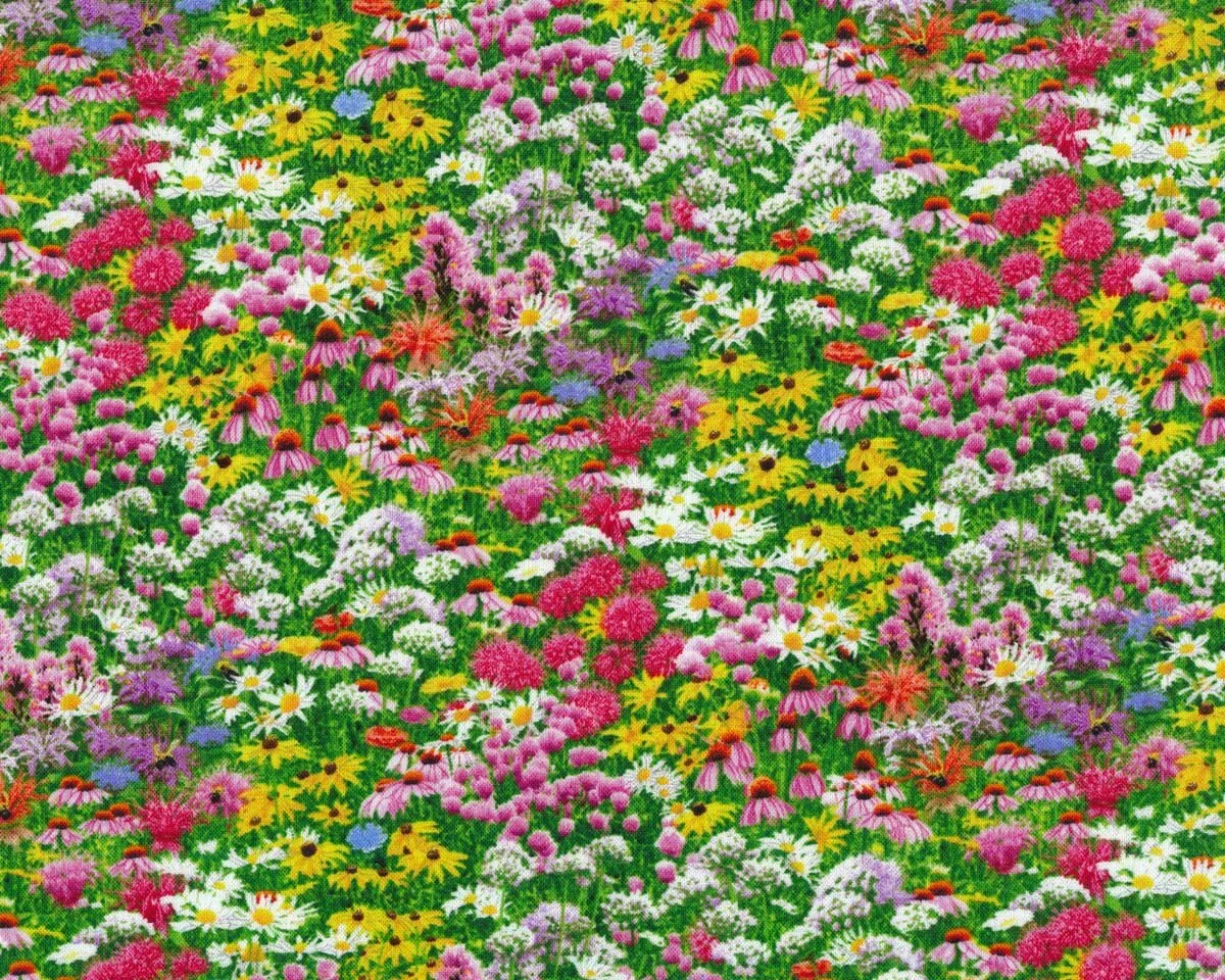 Patchworkstoff BEES & FLOWERS, Sommerblumen, Elizabeth's Studio