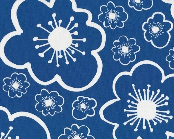 Patchworkstoff BELLA mit großen Blüten, blau