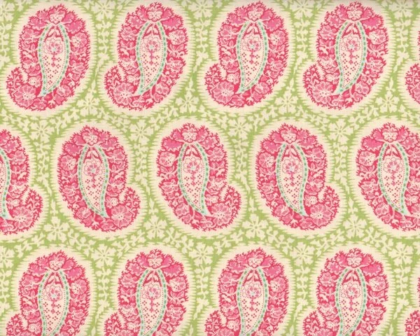 Patchworkstoff BELLE HENNA, Paisley-Muster, pink-schilfgrün-hellbeige