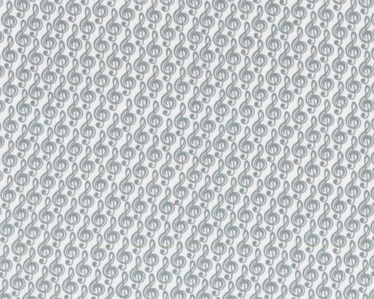 Patchworkstoff BETTER BASICS DELUXE, Noten, weiß-grau, Benartex