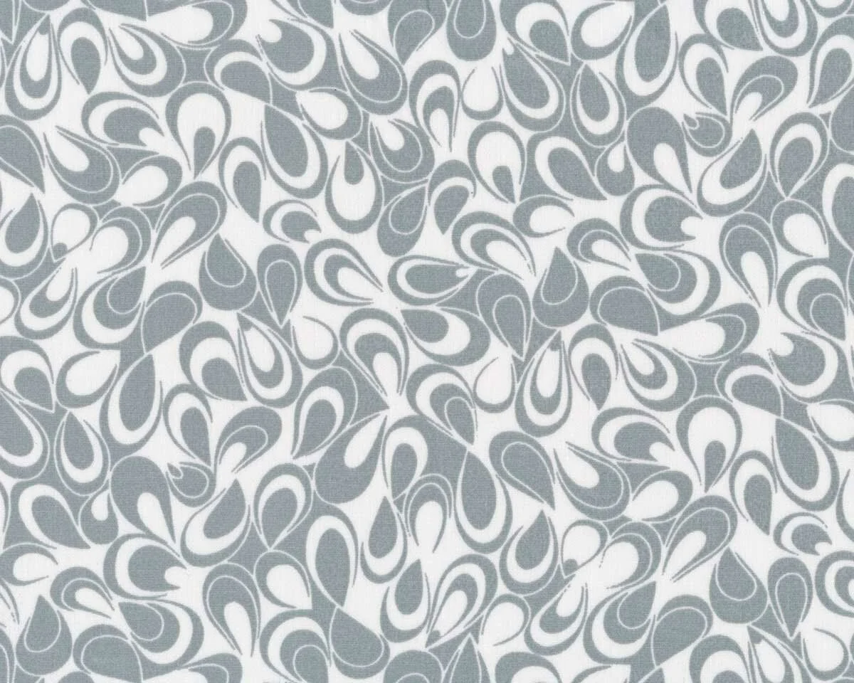 Patchworkstoff BETTER BASICS DELUXE, Paisley-Tropfen, weiß-grau, Benartex