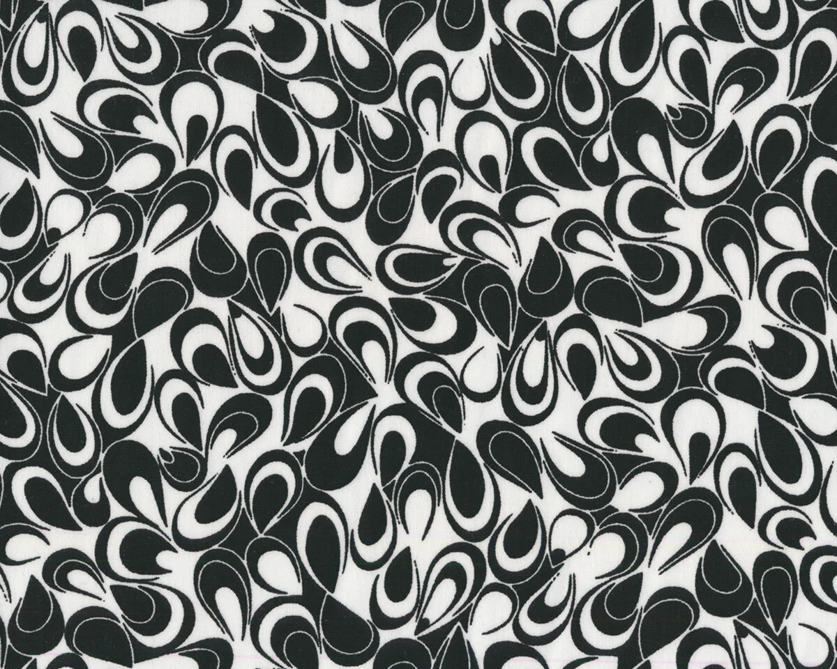 Patchworkstoff BETTER BASICS DELUXE, Paisley-Tropfen, weiß-schwarz, Benartex