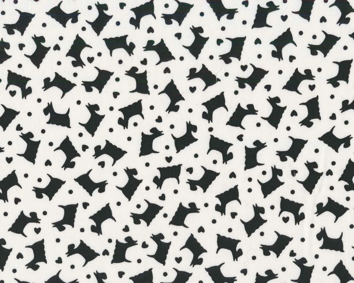 Patchworkstoff BETTER BASICS DELUXE, Terrier, weiß-schwarz, Benartex