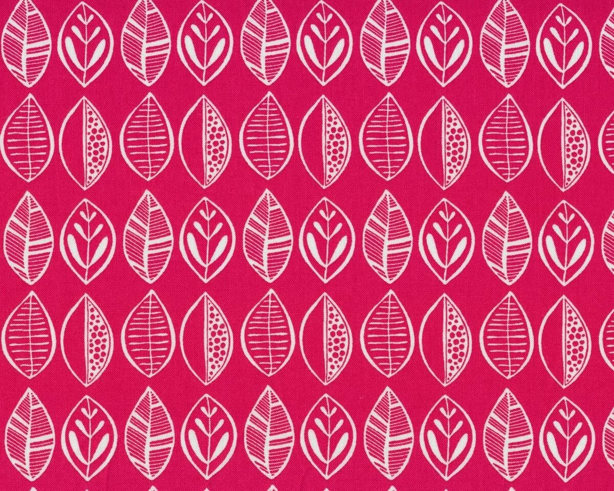 Patchworkstoff BEYOND THE BACKYARD, Muster-Blätter, fuchsia