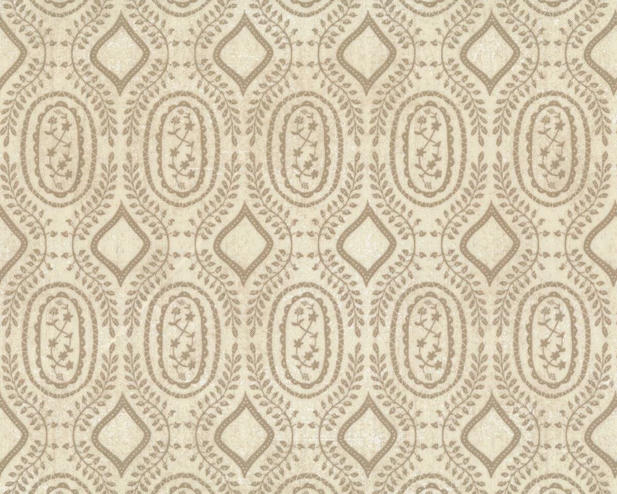 Patchworkstoff BLACK TIE AFFAIR, Oval-Blatt-Elemente, hellbeige-beige, Moda Fabrics