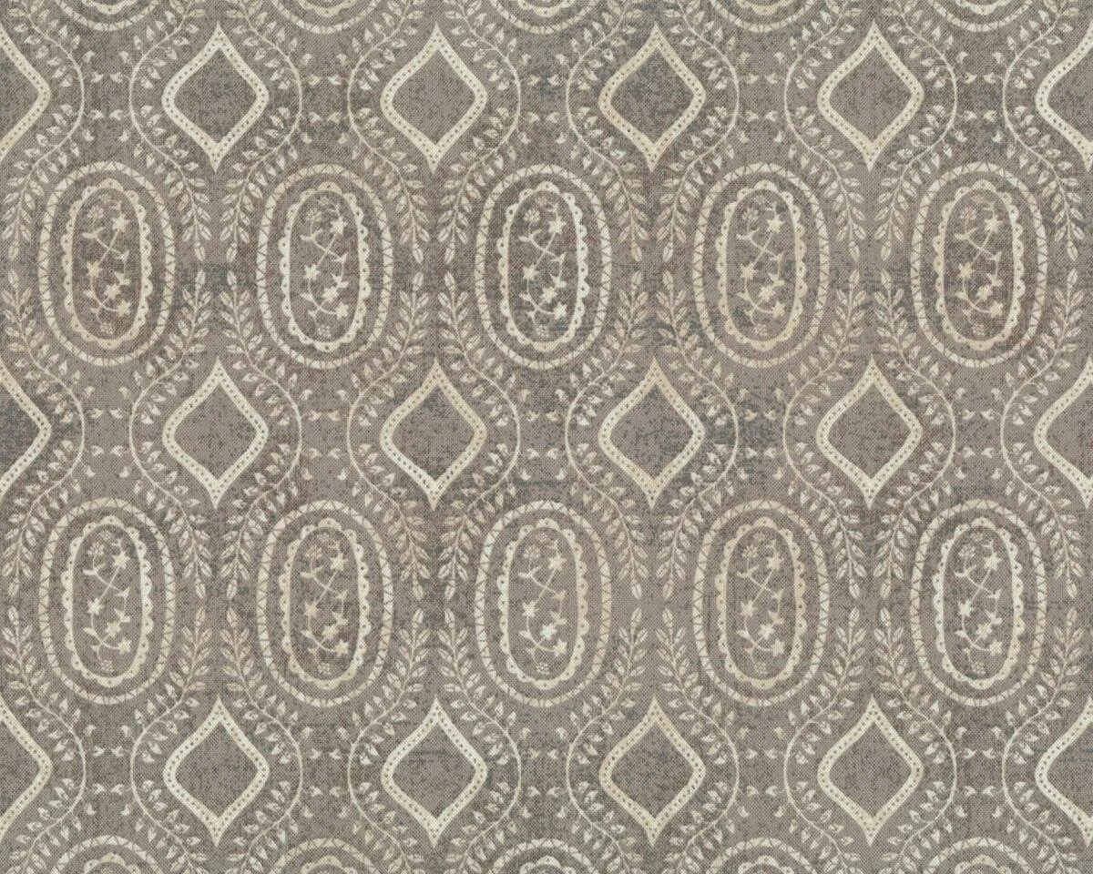 Patchworkstoff BLACK TIE AFFAIR, Oval-Blatt-Elemente, natur dunkel-hellbeige, Moda Fabrics