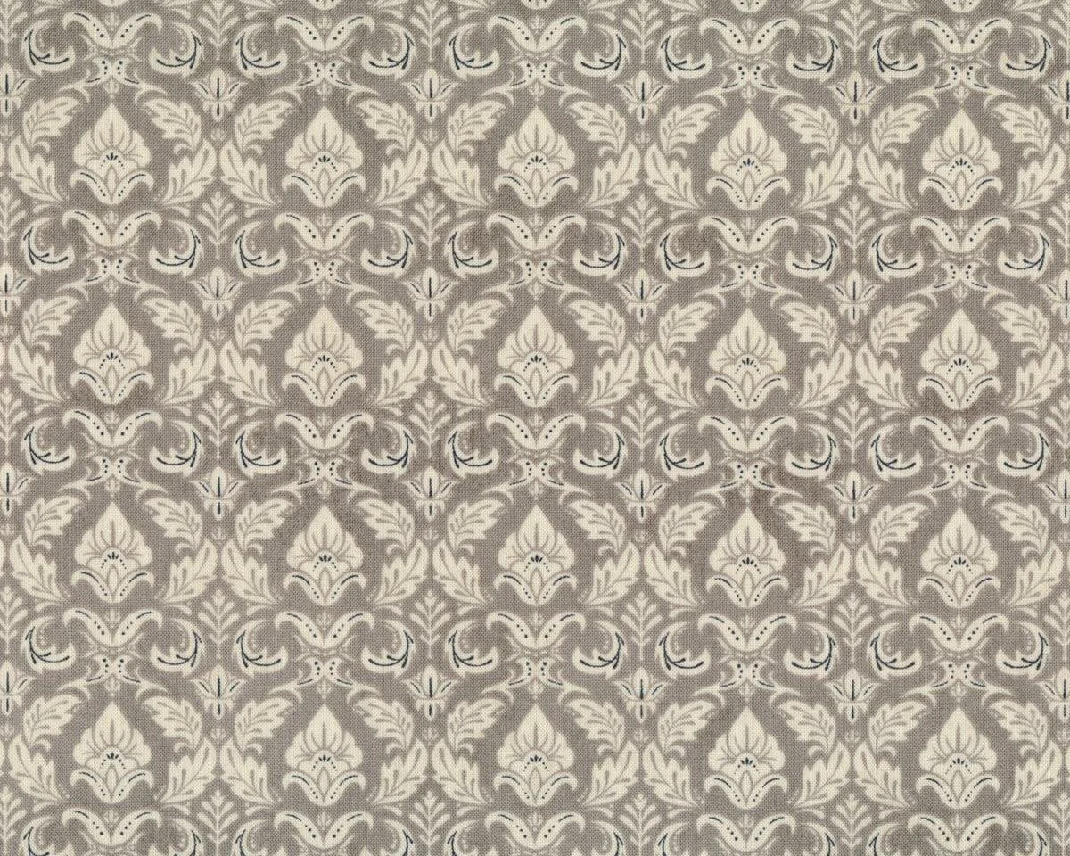 Patchworkstoff BLACK TIE AFFAIR, regelmäßiges Blütenornament, beigegrau-hellbeige, Moda Fabrics