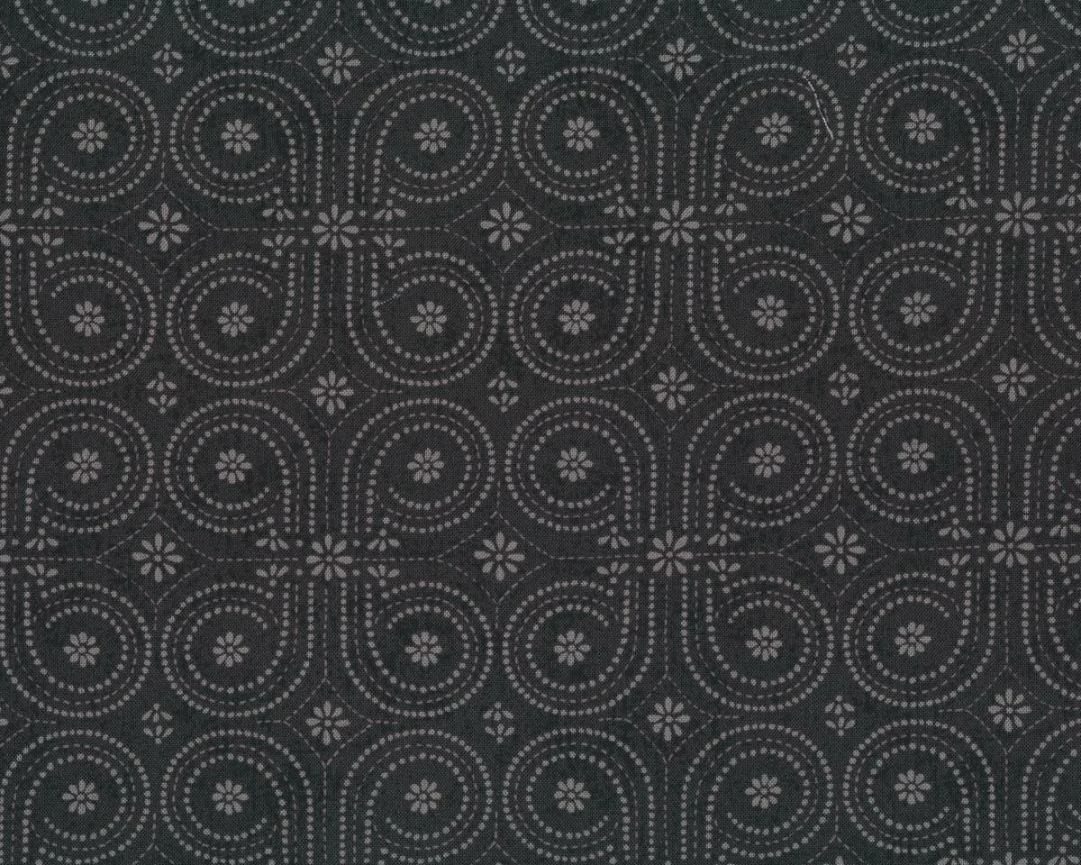 Patchworkstoff BLACK TIE AFFAIR, Vierer-Kreis-Blüten, dunkelbraun meliert, Moda Fabrics