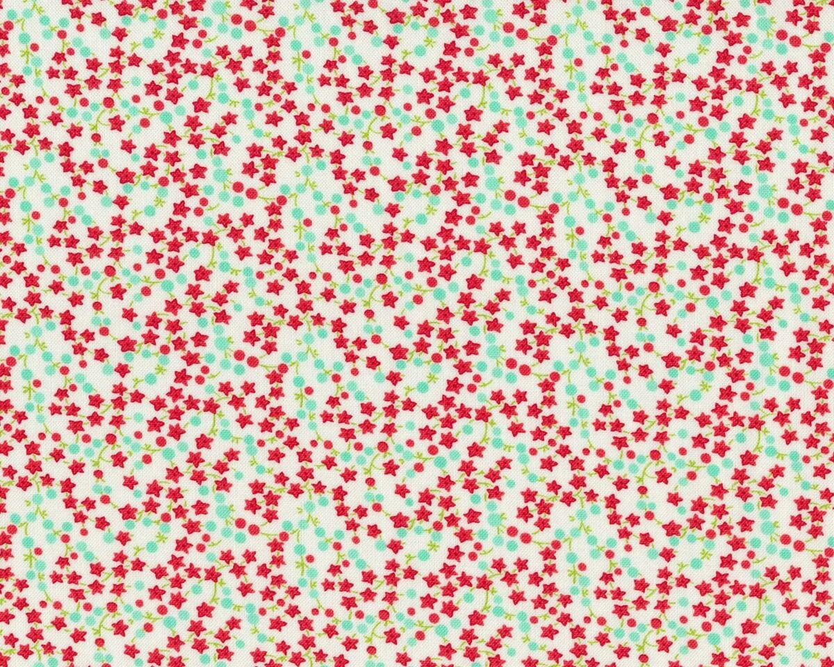 Patchworkstoff BONNIE & CAMILLE BASICS, Blümchen und Punkte, rot-wollweiß, Moda Fabrics
