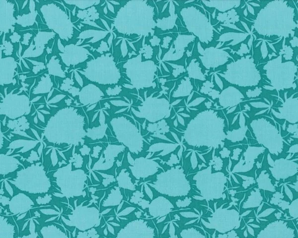 Patchworkstoff "Bryant Park" mit Schattenblumen-Muster, türkis