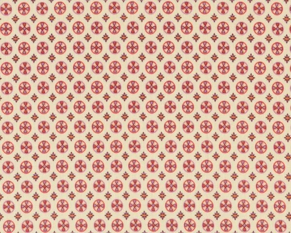 Patchworkstoff "Chicopee" mit Sternen-Kreisen, hellbeige-hellrot