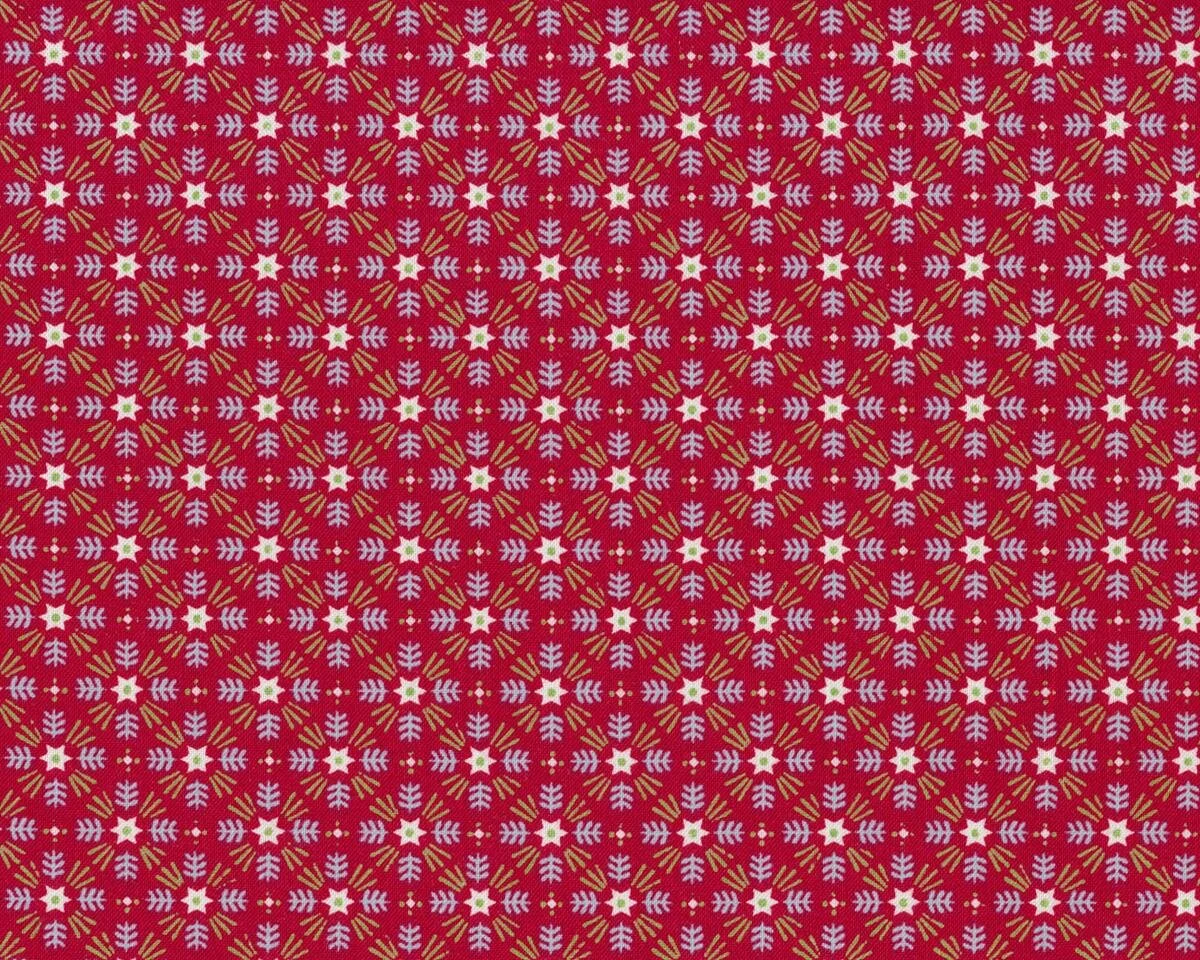 Patchworkstoff CHRISTMAS KITSCH, Weihnachtsblumen, dunkelrot-hellgrün