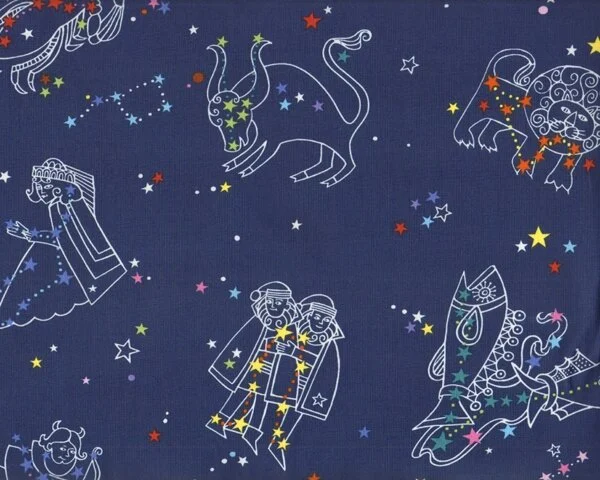 Patchworkstoff CONSTELLATION, Sternbilder, dunkelblau
