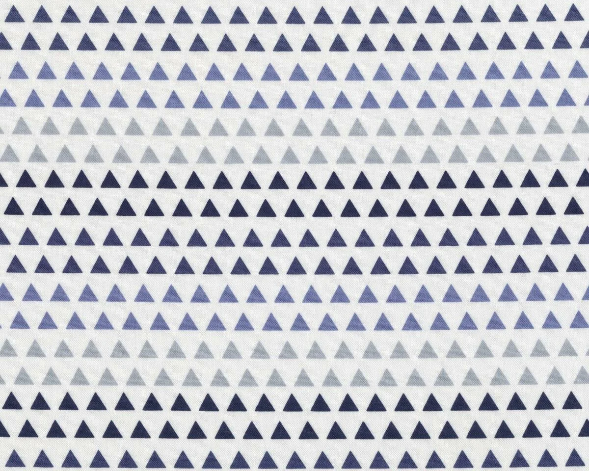 Patchworkstoff CORALINE, Dreiecke, weiß-taubenblau