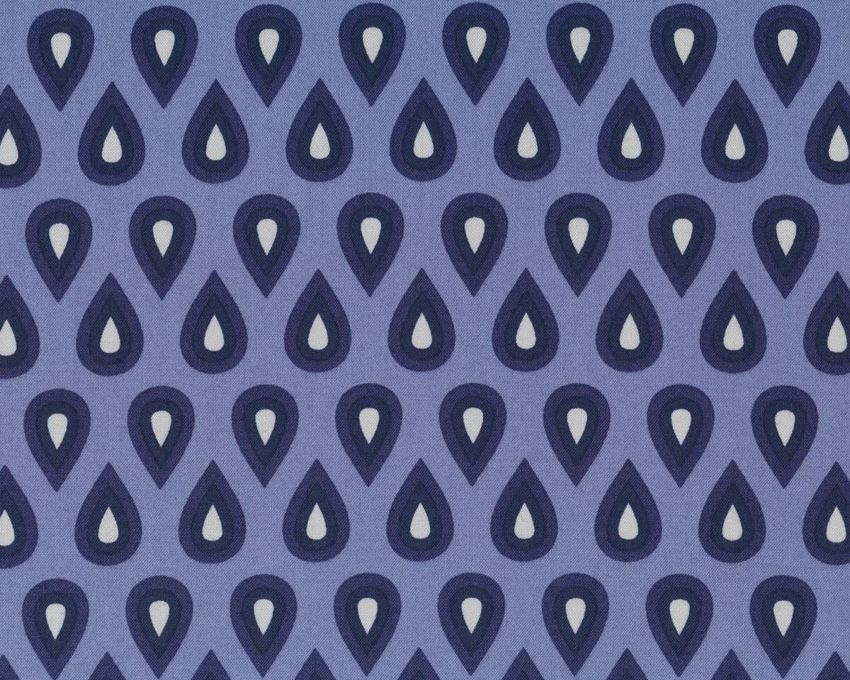 Patchworkstoff CORALINE, Tropfen, taubenblau-marineblau