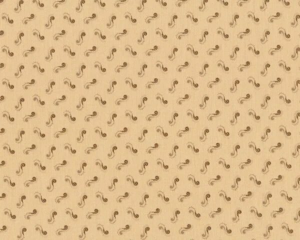 Patchworkstoff "Country Manor" mit kleinen s-förmigen Kringeln, hellbeige-braun