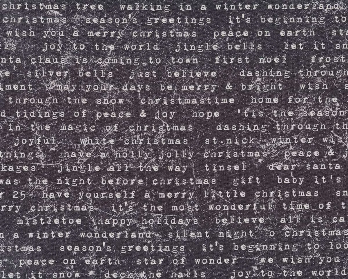 Patchworkstoff ECLECTIC ELEMENTS YULETIDE, Schrift, anthrazit, Tim Holtz
