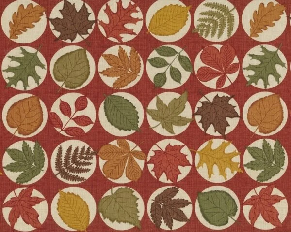 Patchworkstoff "Equinox" mit schönen Herbstblättern, rotbraun-olivegrün