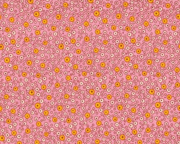 Patchworkstoff "Flea Market Fancy" mit kleinen runden Perlen, rosa-maisgelb