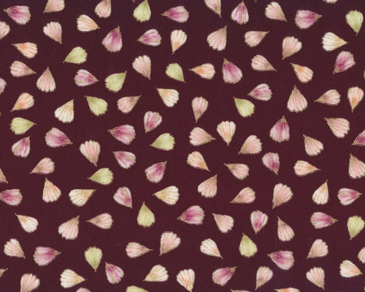 Patchworkstoff FLORAL IMPRESSIONS, Blütenblätter, aubergine