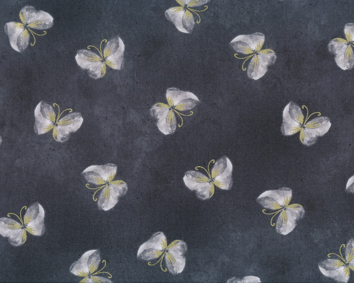 Patchworkstoff FLORAL IMPRESSIONS, Schmetterlinge, dunkelgrau