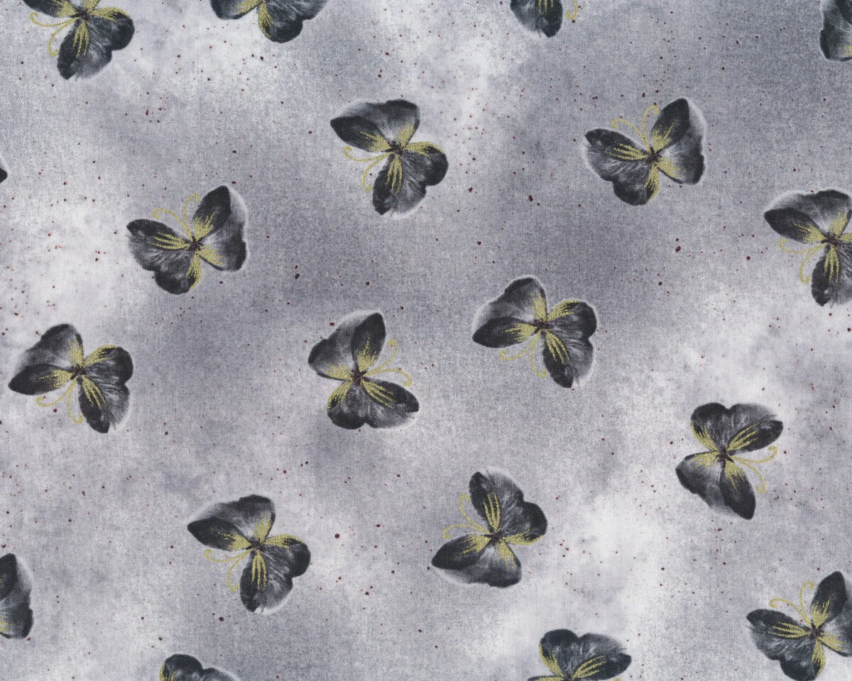 Patchworkstoff FLORAL IMPRESSIONS, Schmetterlinge, hellgrau