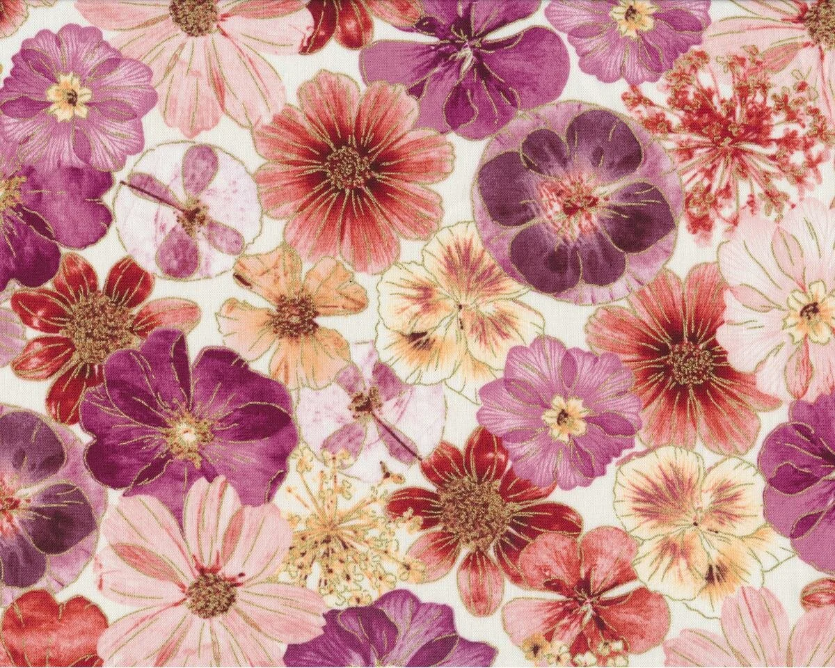 Patchworkstoff FLORAL IMPRESSIONS, Sommerblumen, fuchsia