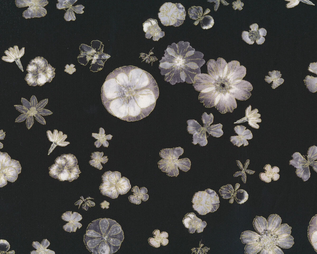 Patchworkstoff FLORAL IMPRESSIONS, Streublumen, schwarz