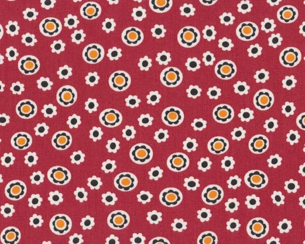 Patchworkstoff FLORENCE mit Streublüten-Kreisen, stumpfes rot