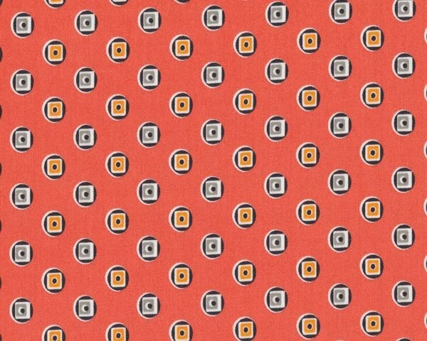 Patchworkstoff FLORENCE mit Viereck-Kreisen, lachsrot
