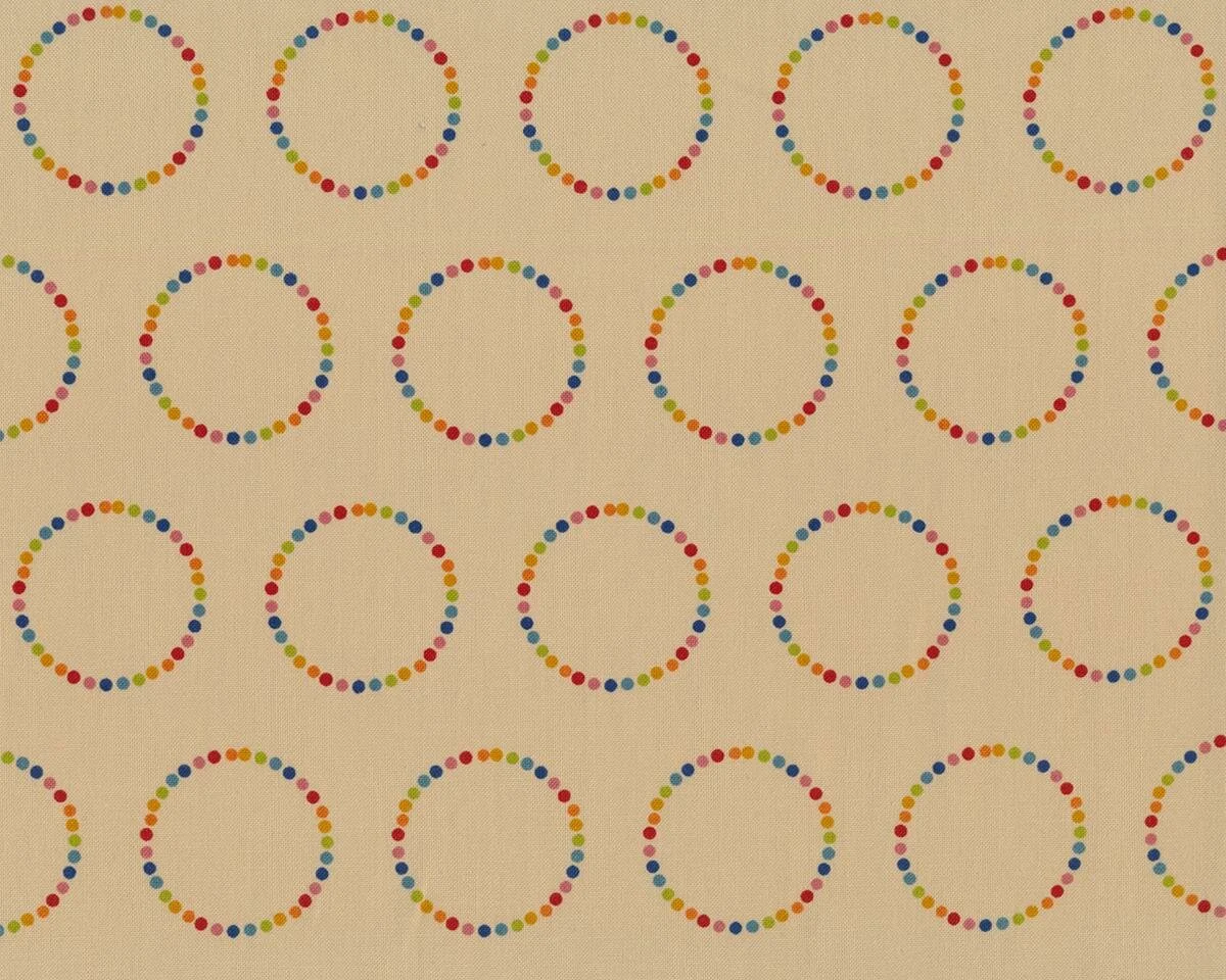 Patchworkstoff FLYING COLORS, Punkte-Kreise, sandfarben-rot, Moda Fabrics