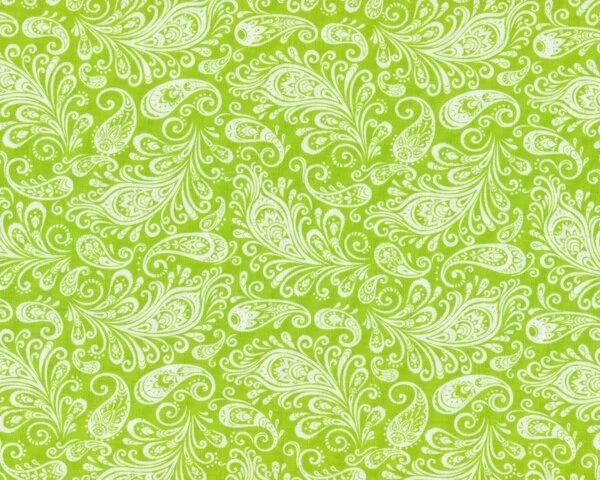 Patchworkstoff FOLKLORE, Paisley-Blüten, hellgrün, Moda Fabrics