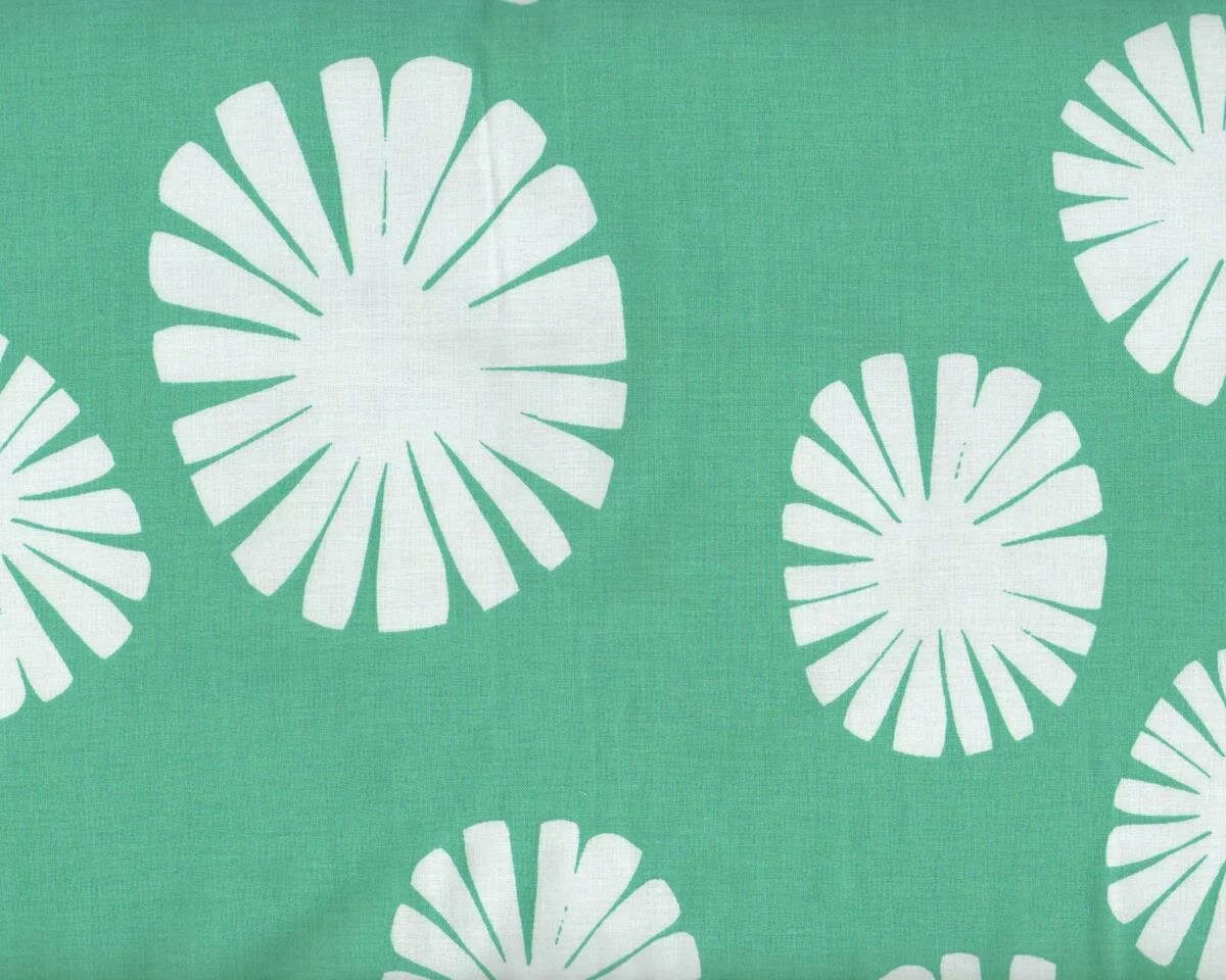Patchworkstoff FOLLIE, Papier-Schnitt-Blüten, türkisgrün