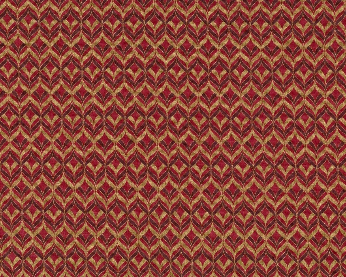 Patchworkstoff GOLD & SILBER CHRISTMAS, Oval-Rauten-Gitter, gedecktes rot-gold metallic