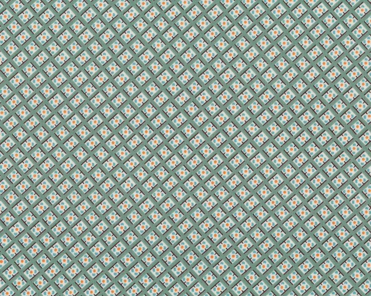 Patchworkstoff HADLEY, Blüten-Rauten, helles grüngrau