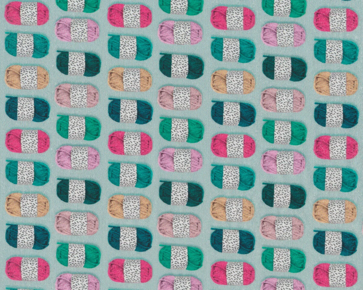 Patchworkstoff HANDMADE, Garnknäuel, grün