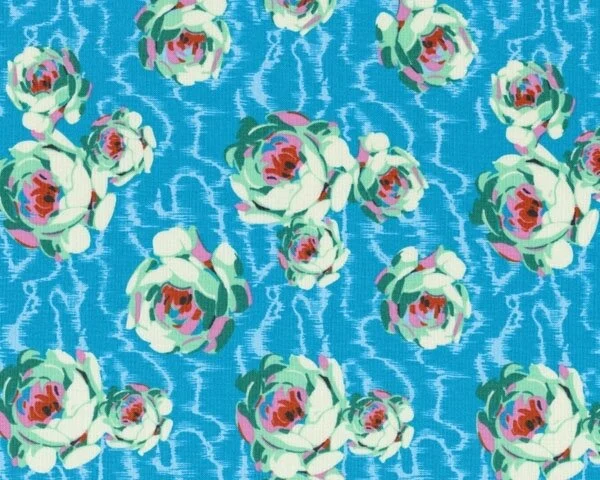 Patchworkstoff HAPI FLOWING, Rosen-Wasser, aqua-kräftiges rosa
