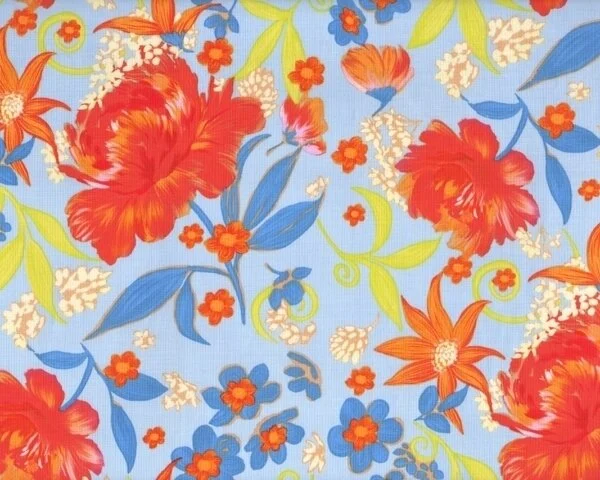 Patchworkstoff "Happy Go Lucky" mit zauberhaften Blüten, rot-orange