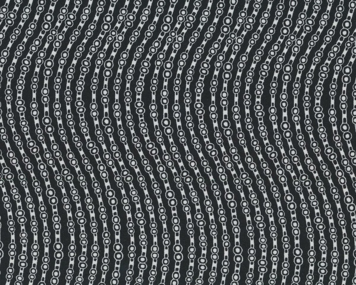 Patchworkstoff HARMONY, geschwungene Punkte-Ketten, schwarz-weiß