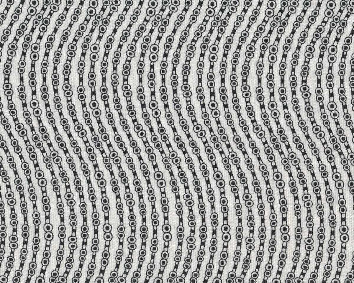 Patchworkstoff HARMONY, geschwungene Punkte-Ketten, weiß-schwarz