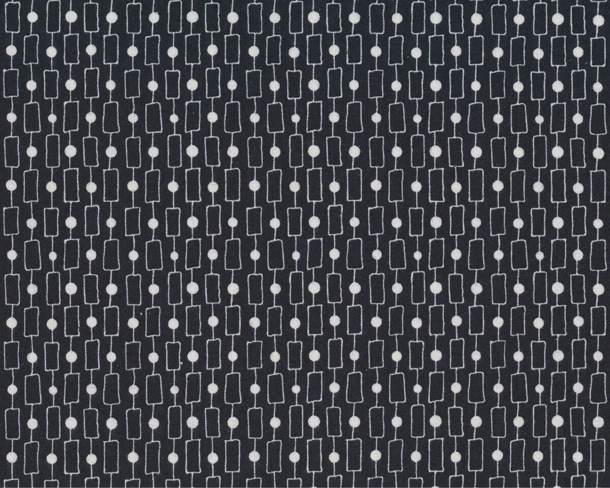 Patchworkstoff HARMONY, Viereck-Punkt-Kette, schwarz-weiß